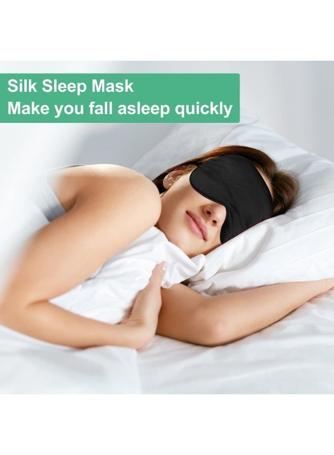 FLOVAZO 6-Piece Satin Sleep Care Set - Hair-Caring Bonnet, Matching Eye Mask & Scrunchie, Elastic Black Night Cap Facial massage set for Comfortable Night Sleep - Image 5